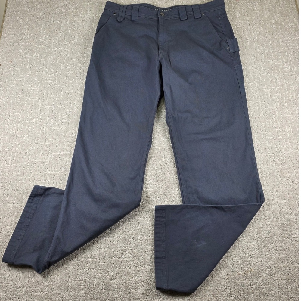 Duluth Trading Co Flex Fire Hose Relaxed Fit Work Pants 38x35 Bluish Grey *Read